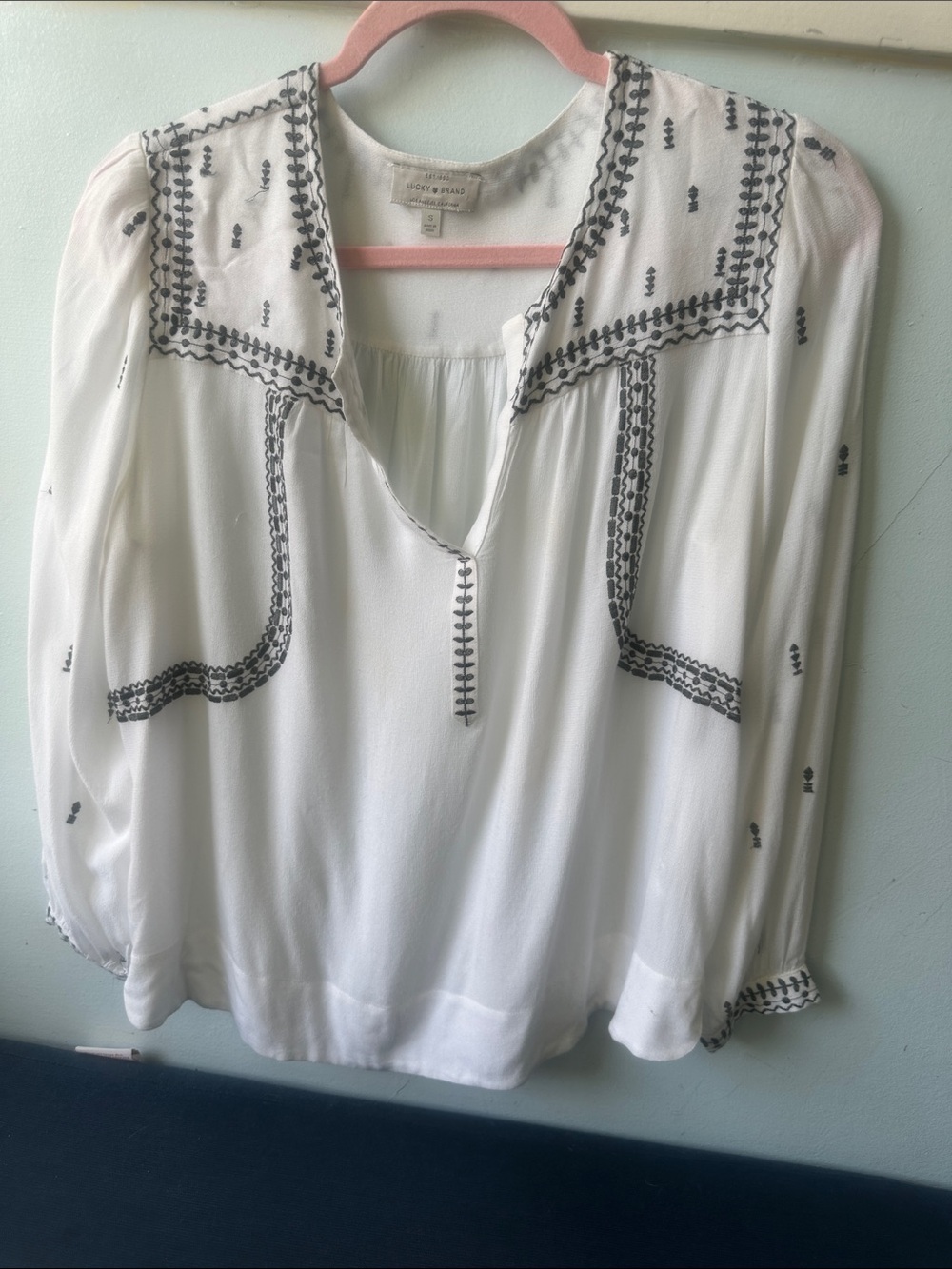 Lucky brand embroidered peasant top